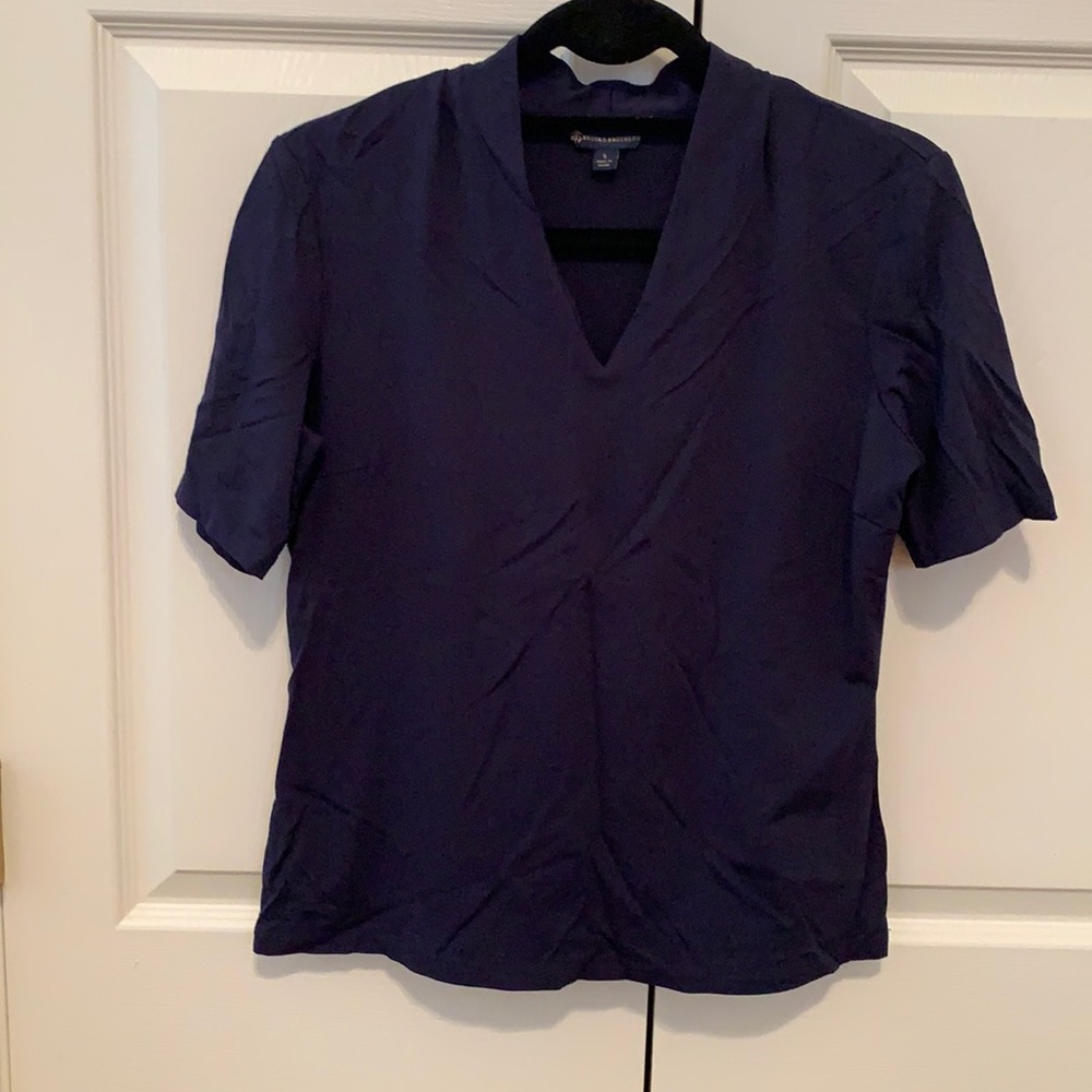 Brooks Brothers Short-Sleeve Navy Blouse